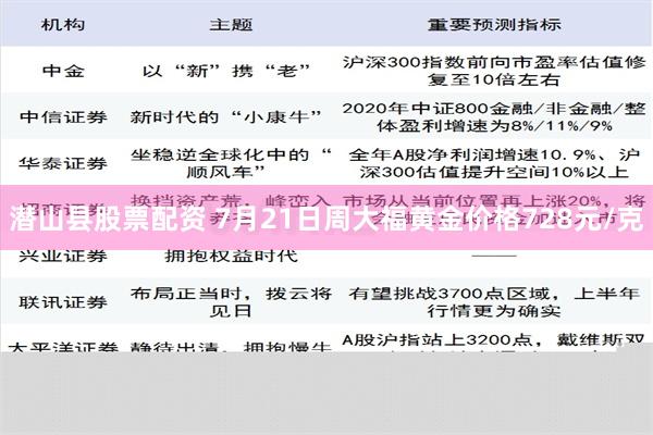 潜山县股票配资 7月21日周大福黄金价格728元/克