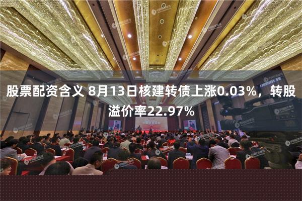 股票配资含义 8月13日核建转债上涨0.03%，转股溢价率22.97%