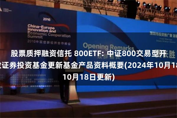 股票质押融资信托 800ETF: 中证800交易型开放式指数证券投资基金更新基金产品资料概要(2024年10月18日更新)