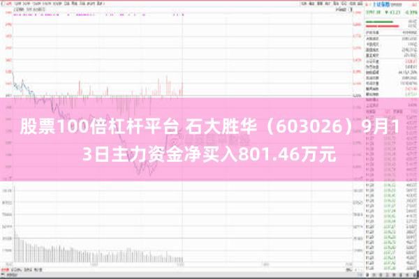 股票100倍杠杆平台 石大胜华（603026）9月13日主力资金净买入801.46万元